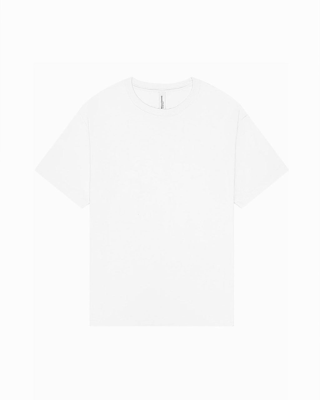 A plain white short-sleeve crewneck t-shirt shown flat against a white background.